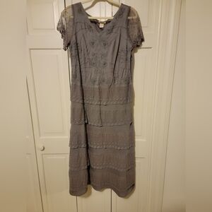 Sundance Gray Linen-Cotton Blend Fabric Size P10 EUC